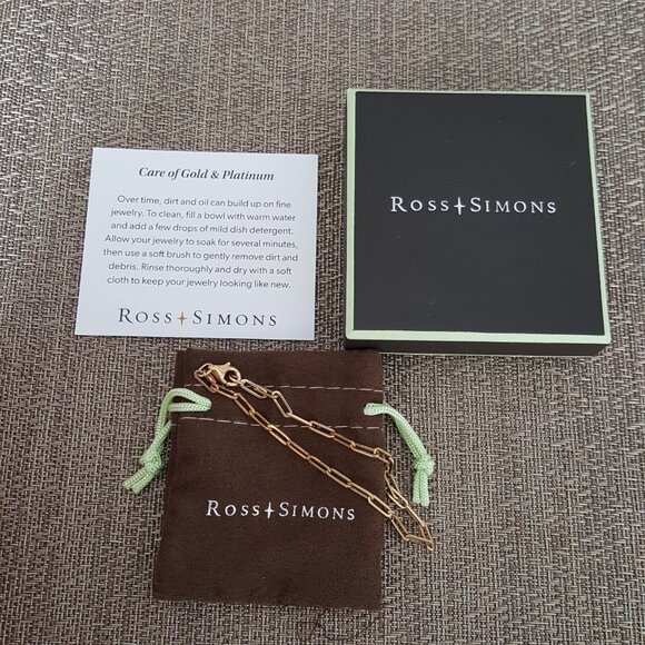 14K Solid Yellow Gold Paperclip Link Bracelet Ross-Simons Italy 8 in Paper Clip - Picture 3 of 10